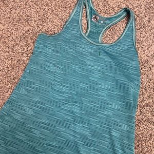 Blue patterned workout top